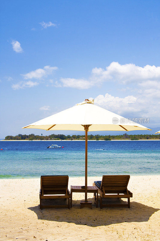 蓝天和天堂，Gili Trawangan海滩，印度尼西亚